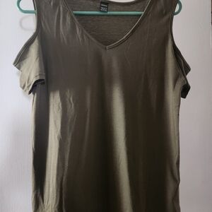 Olive Green Cold Shoulder Tee
